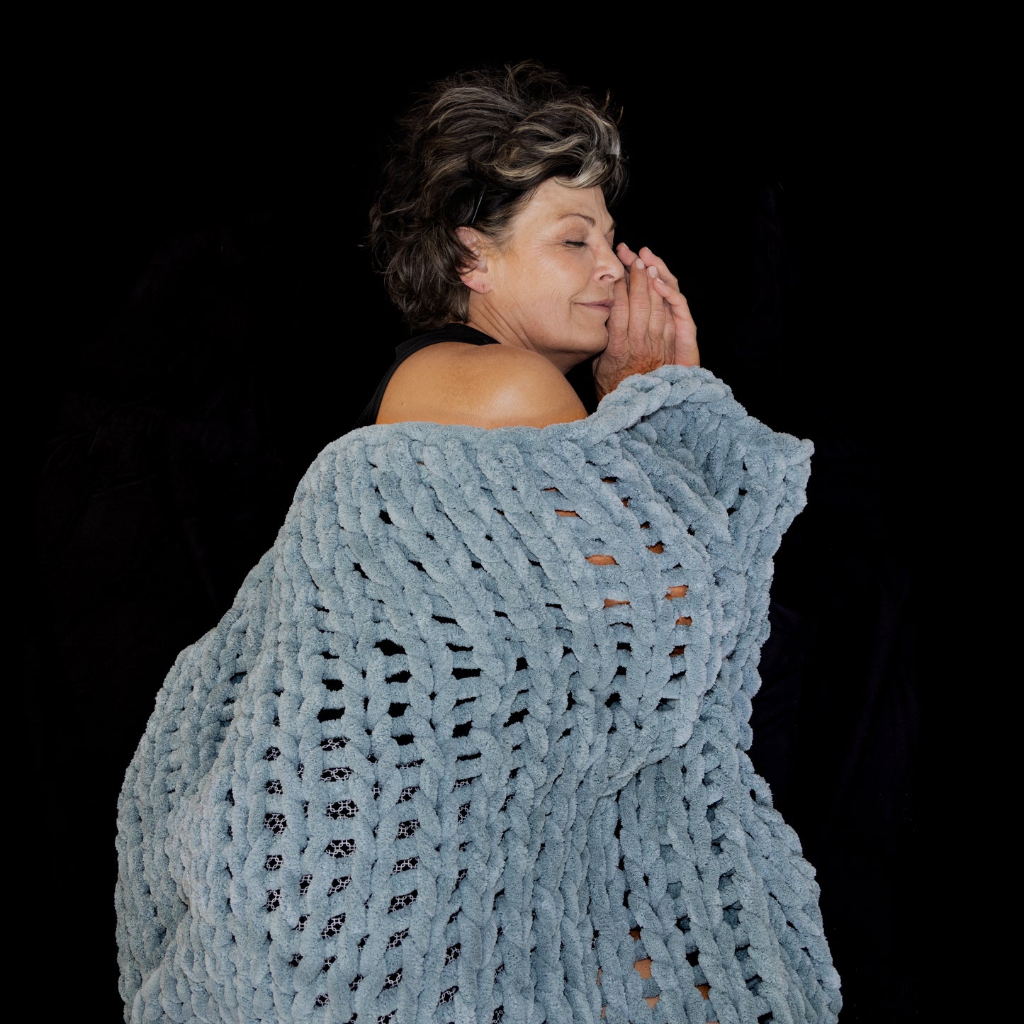 Chunky Knit Chenille Throw, Spa Blue, 50 x 60 inches