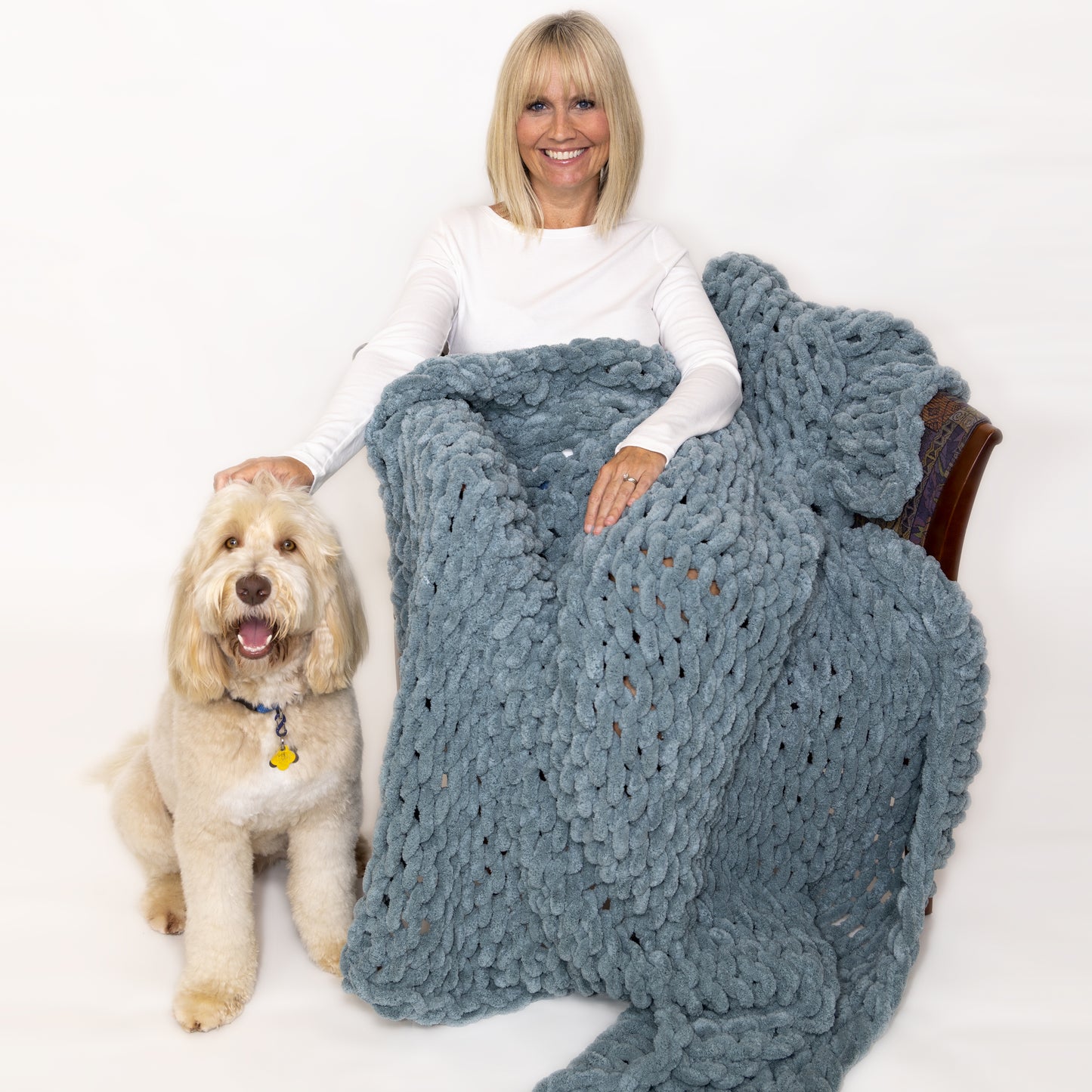 Chunky Knit Chenille Throw, Spa Blue, 50 x 60 inches