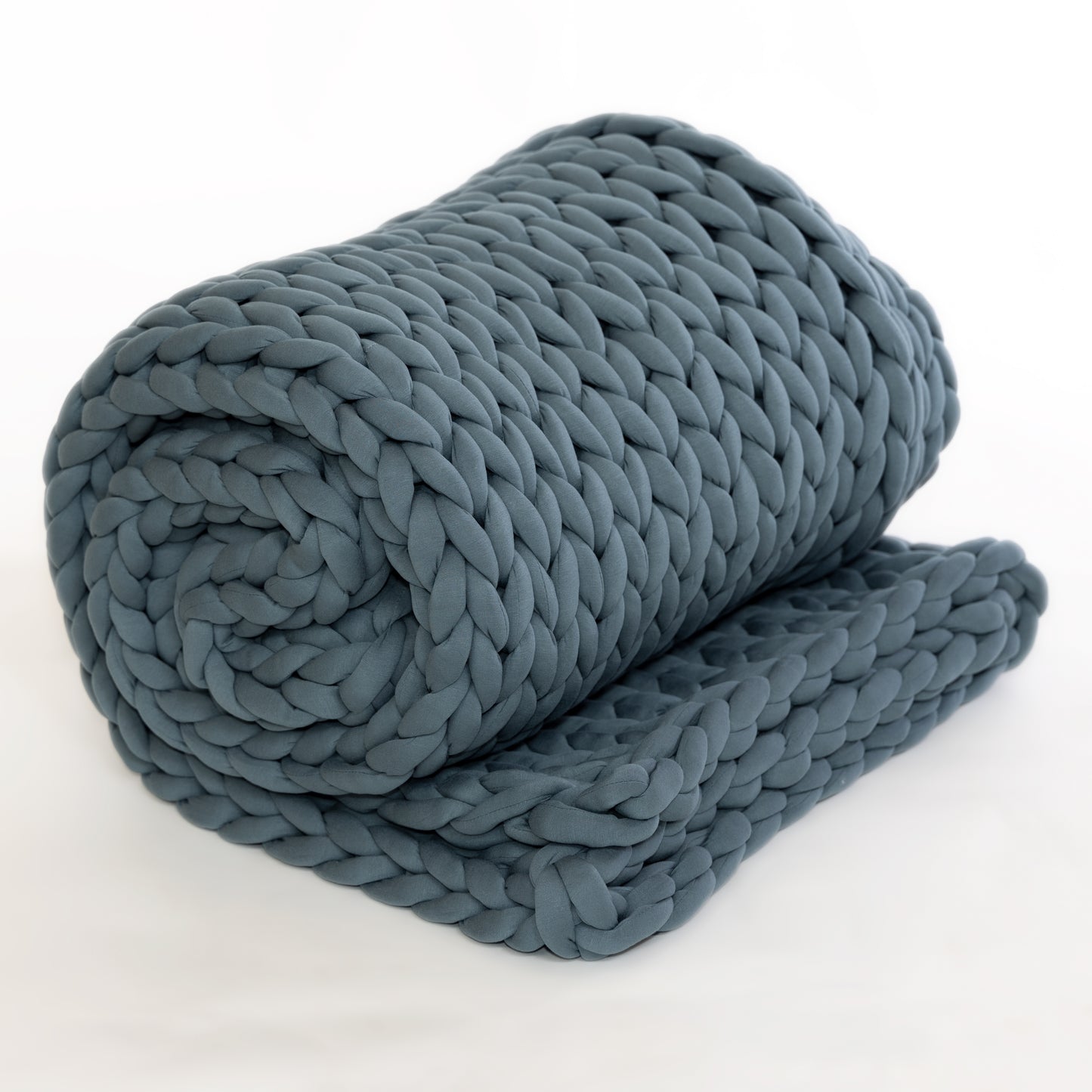 Chunky Knit Weighted Blanket, Queen Size, Spa Blue,18 POUNDS