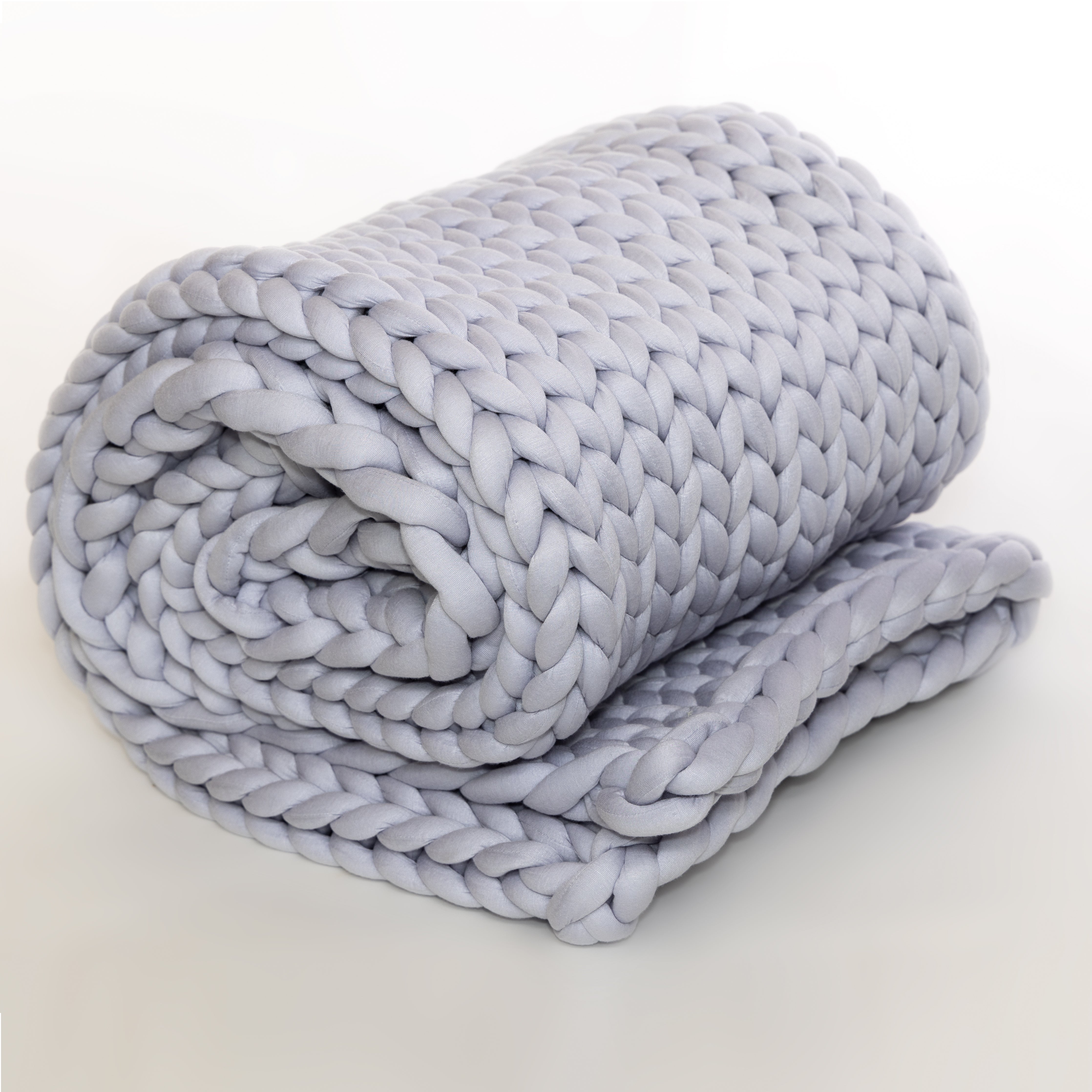 Chunky Knit Weighted Blanket Queen Size Silver Gray 18 Pounds